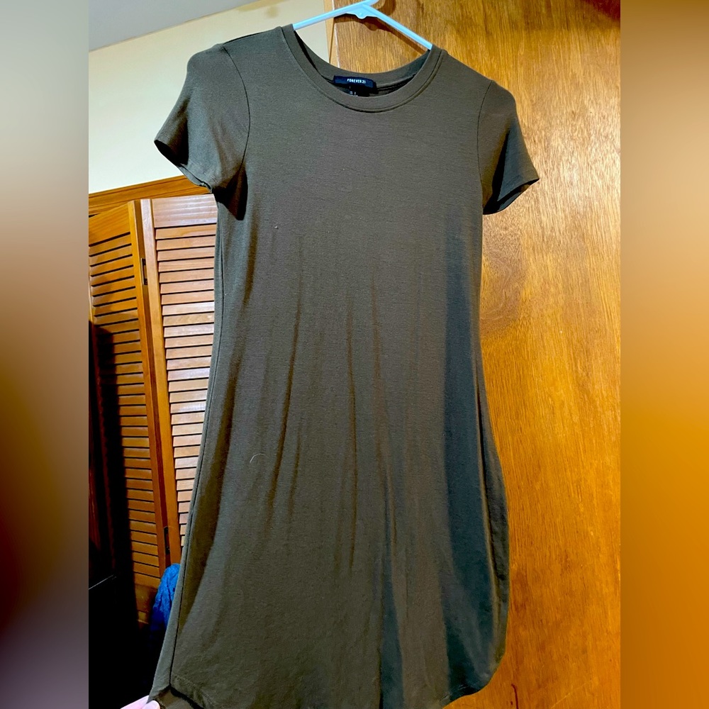 Tshirt dress.  Olive green. Small. Worn twice